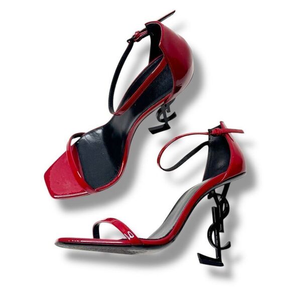 Saint Laurent Opyum 110 YSL Heels Sandals in Red Patent Leather Women’s Size 39 - Picture 2 of 14